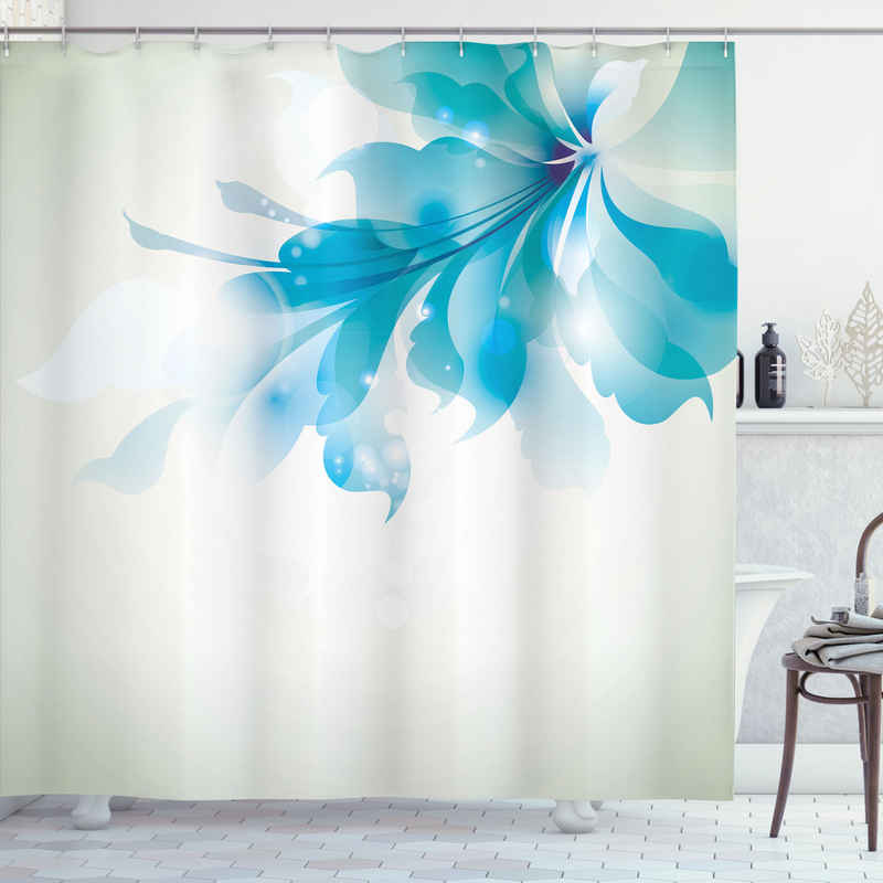Abakuhaus Duschvorhang Moderner Digitaldruck mit 12 Haken auf Stoff Wasser Resistent Breite 175 cm, Höhe 180 cm, Floral Blau Ombre Blumen