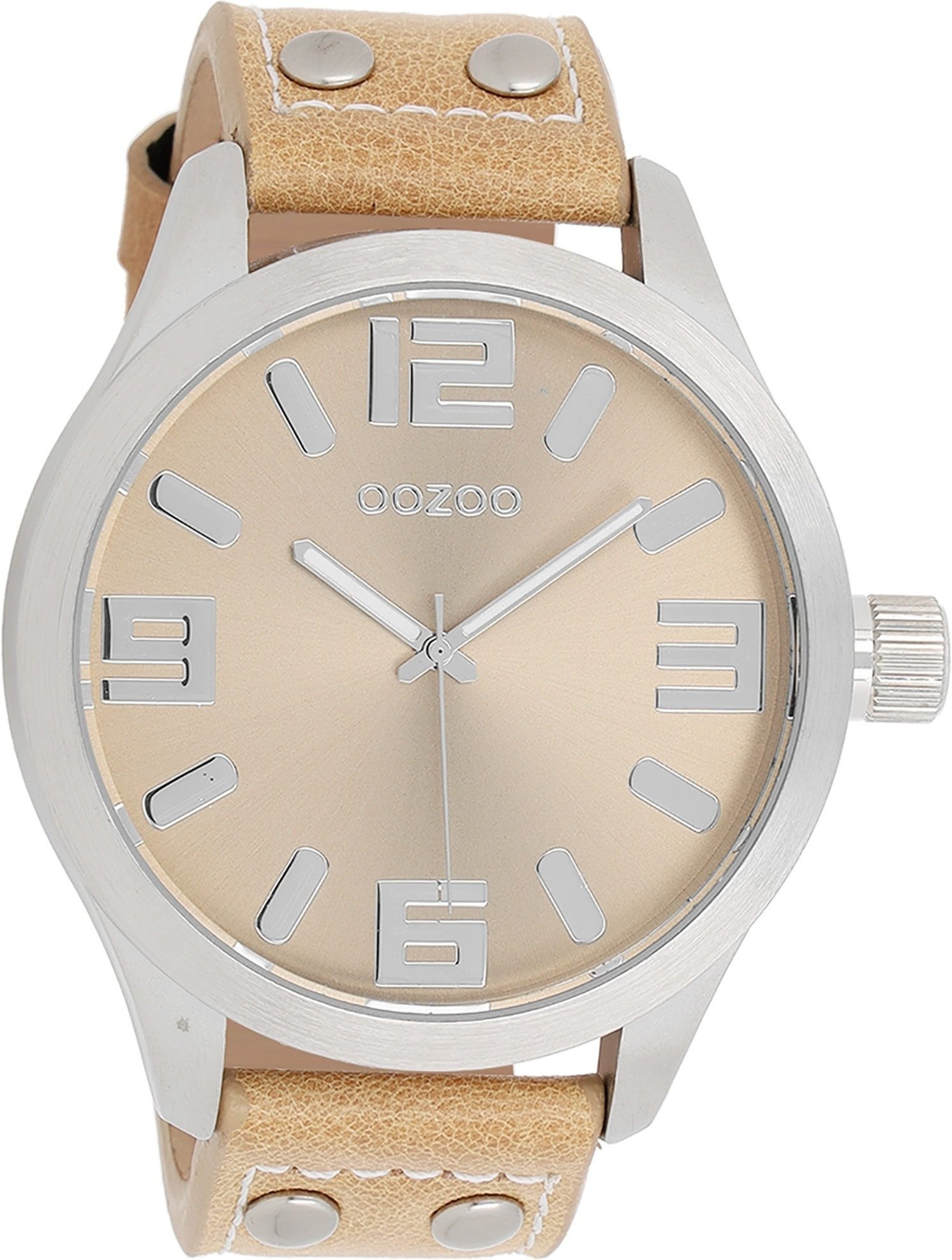 OOZOO Quarzuhr Oozoo Herren Armbanduhr Timepieces Analog, (Analoguhr), Herrenuhr rund, extra groß (ca. 51mm) Lederarmband, Fashion-Style