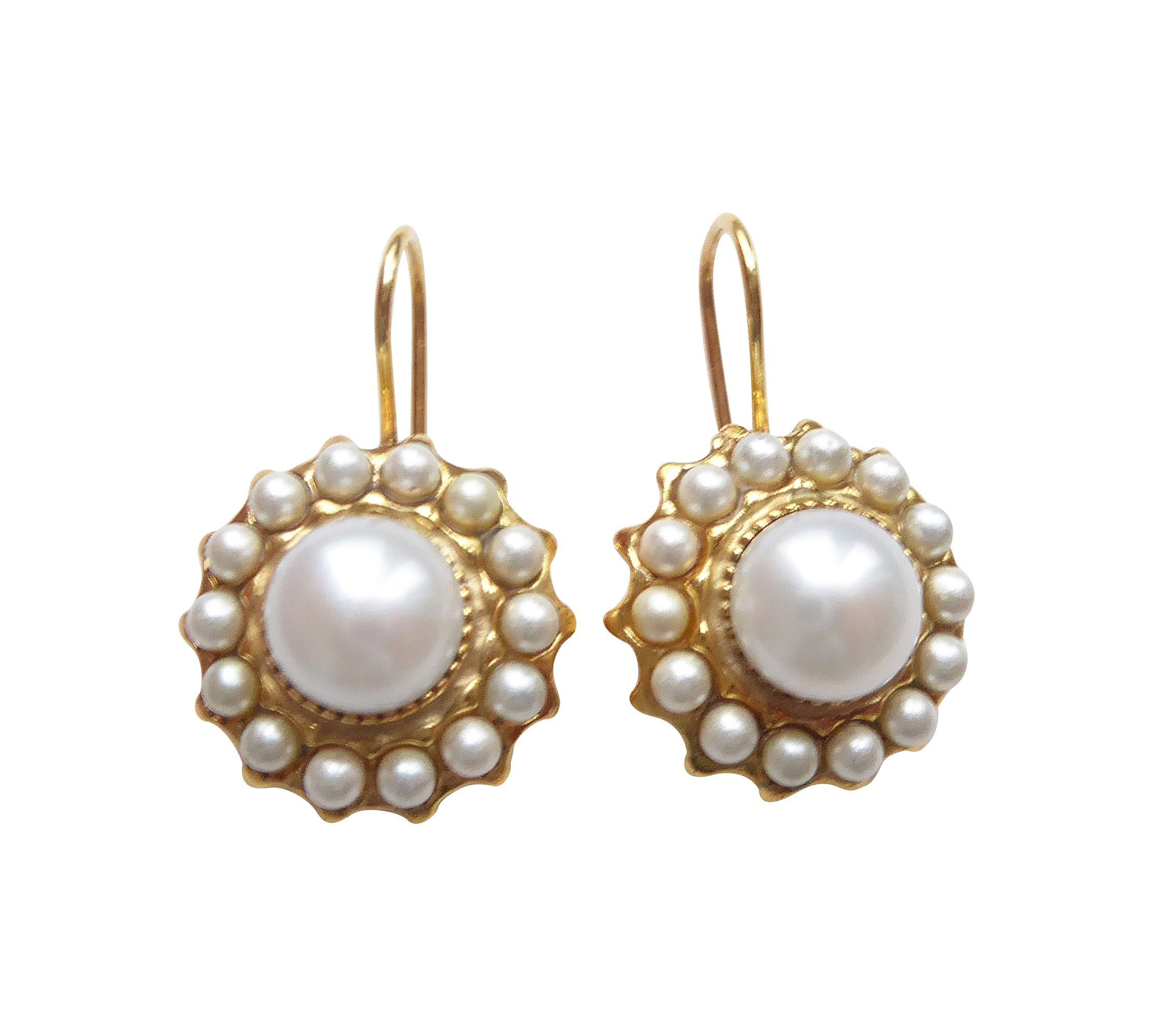 Mugello Paar Ohrhänger Angelica Perle klassisch zeitlos schönes Geschenk klassisch, Handarbeit aus kleiner florentinischen Manufaktur, Vintageschmuck