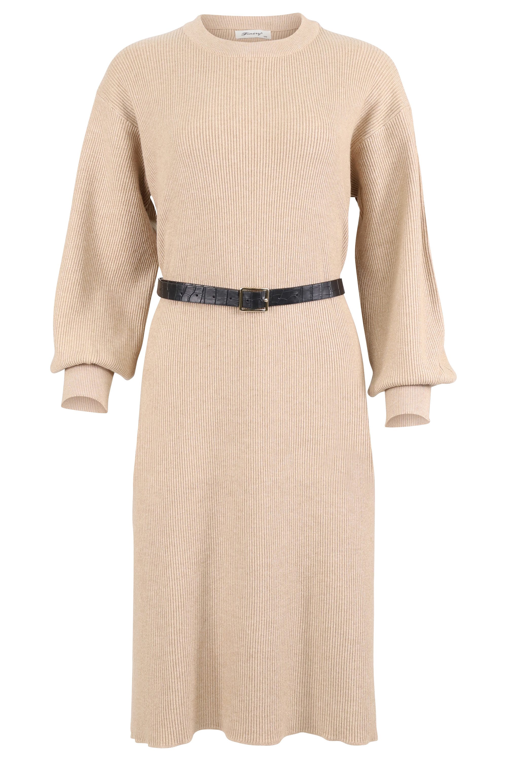 malito more than fashion Strickkleid 9810 midi Kleid mit Gürtel in Rippoptik