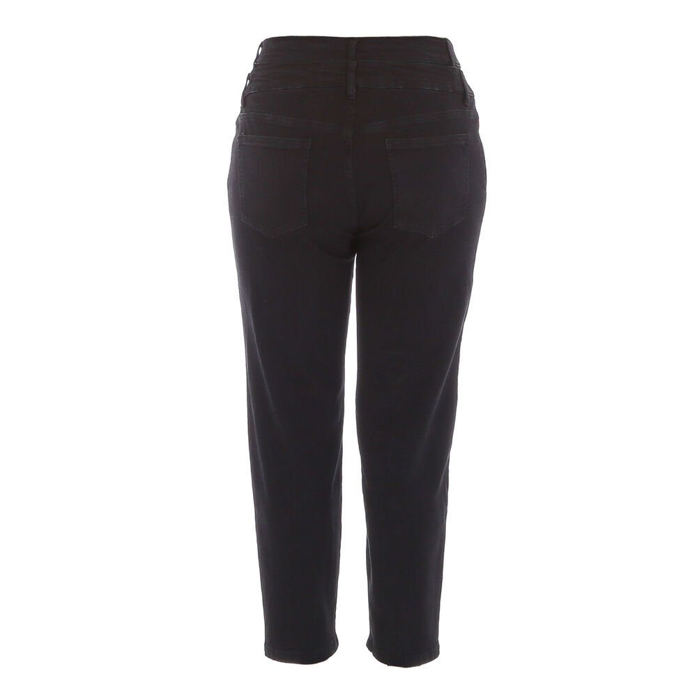 Ital-Design Slouchy Jeans Damen Freizeit Lagenlook Stretch High Waist Jeans in Schwarz