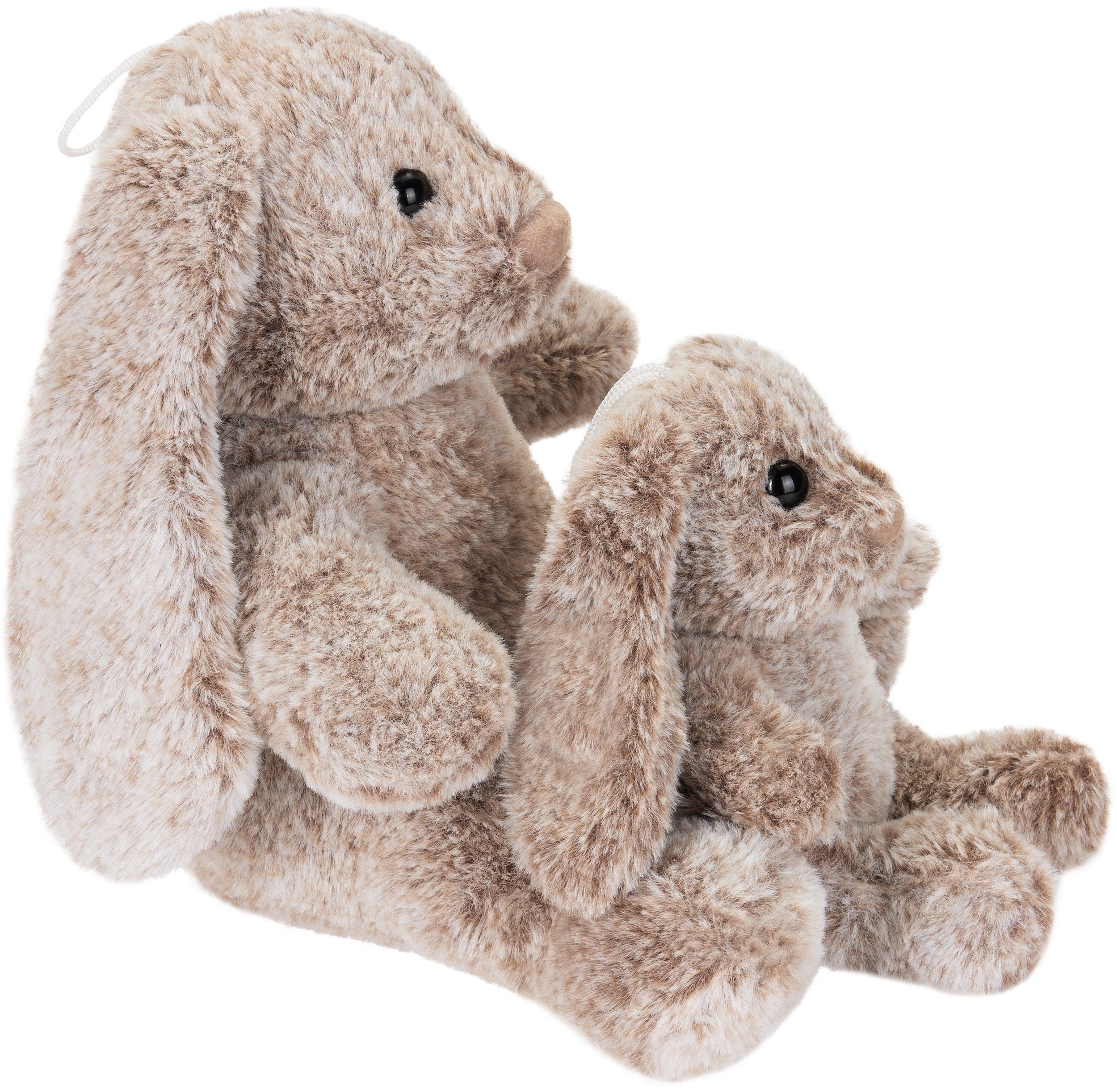 BRUBAKER Kuscheltier Hase + Babyhase mit Schlappohren Stofftier (Set, 2-St., Mama Hase + Baby), Schlappohrhasen Plüschtier für Kinder - Kuschelhase - Kuscheltier