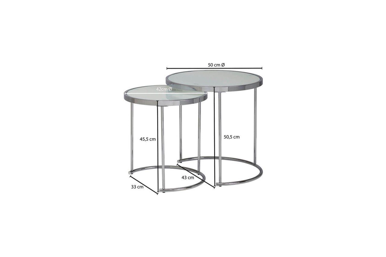 Silber Set Soaftisch SILA Couchtisch Metall Glas tinkaro Beistelltisch Weiß