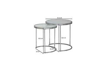 tinkaro Beistelltisch SILA Soaftisch Set Weiß Silber Glas Metall Couchtisch