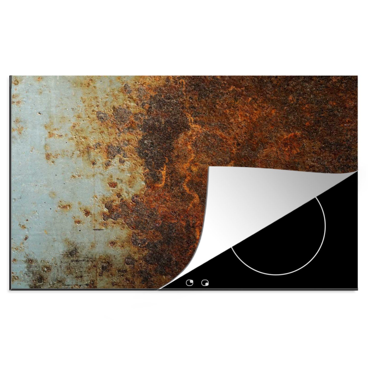 MuchoWow Herdblende-/Abdeckplatte Bleche - Eisen - Rost, Vinyl, (1 tlg), 81x52 cm, Induktionskochfeld Schutz für die küche, Ceranfeldabdeckung
