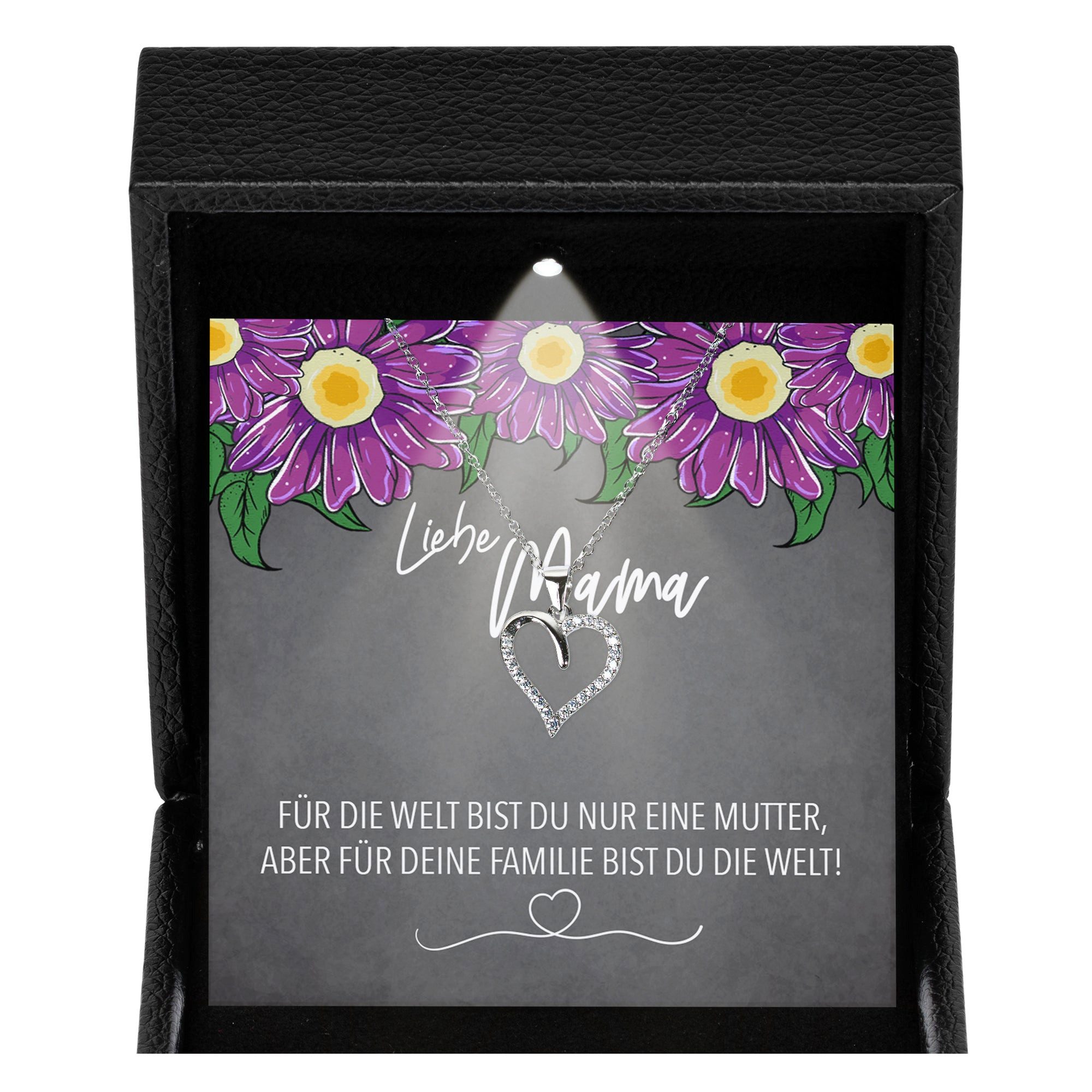 Valentinstagsgeschenk 22Feels Schmuckset Mama Geschenk Muttertag Geburtstag Frauen Schmuck Herz Halskette Karte (Geschenkset), Silber 925/000, Geschen