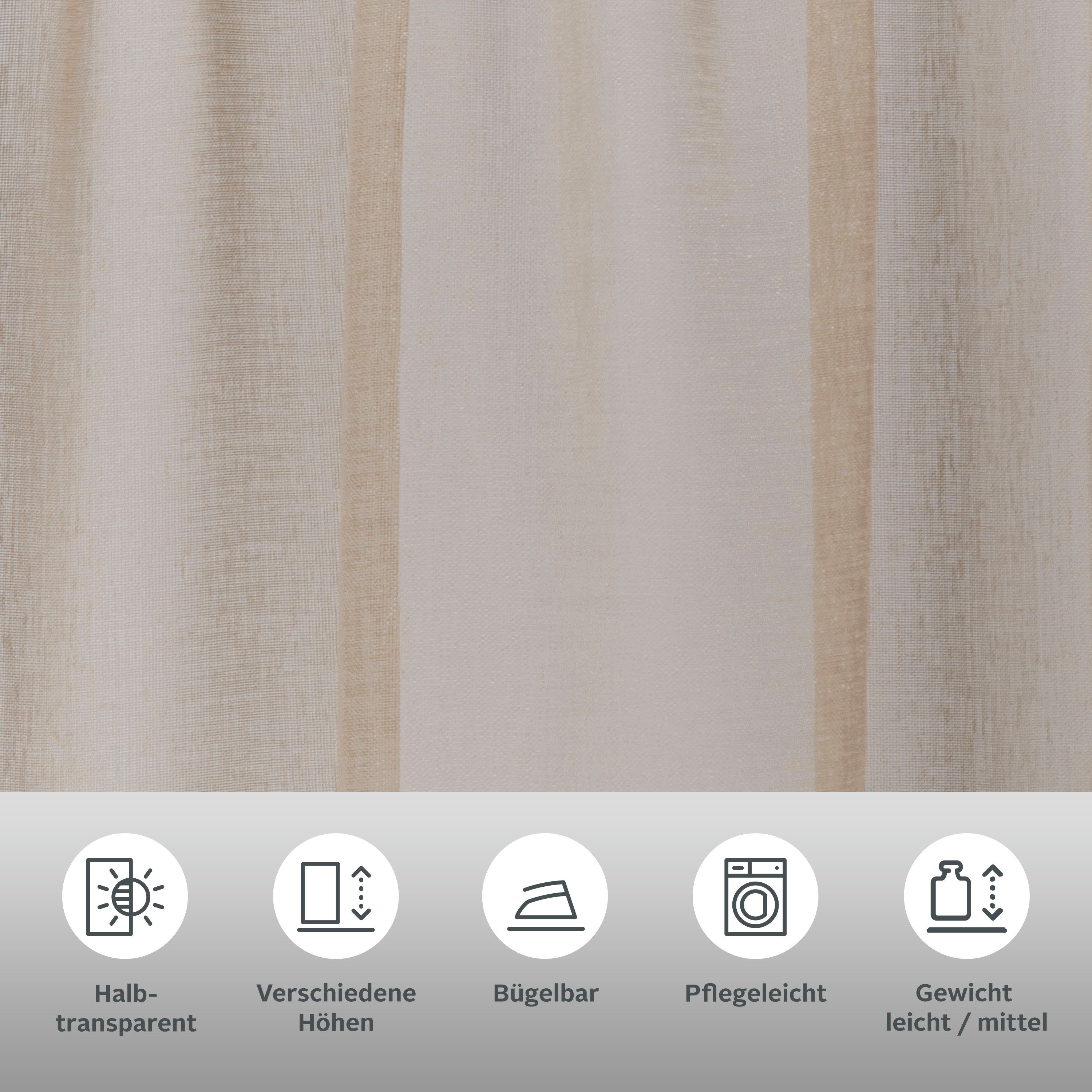OTTO home Gardine TENDER (1 St), Kräuselband, halbtransparent, Leinen Optik mit Struktur, monochrom, Bestseller