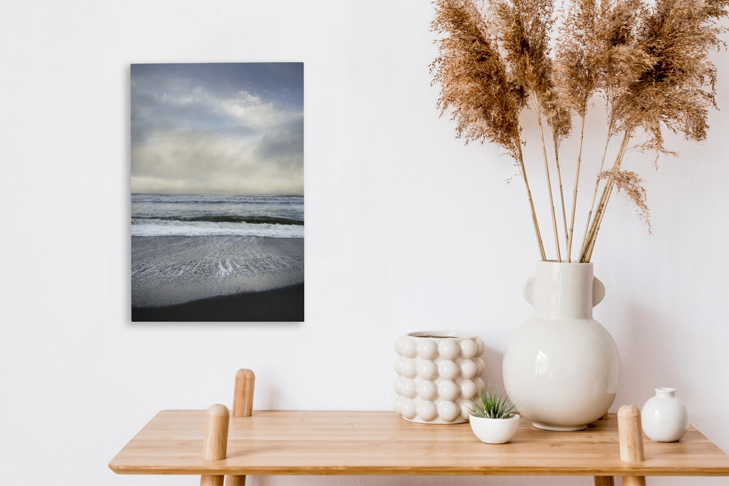 OneMillionCanvasses® Leinwandbild Amerikanischer Strand bespannt Zackenaufhänger, 20x30 St), fertig Leinwandbild Gemälde, cm inkl. Kalifornien, (1 in