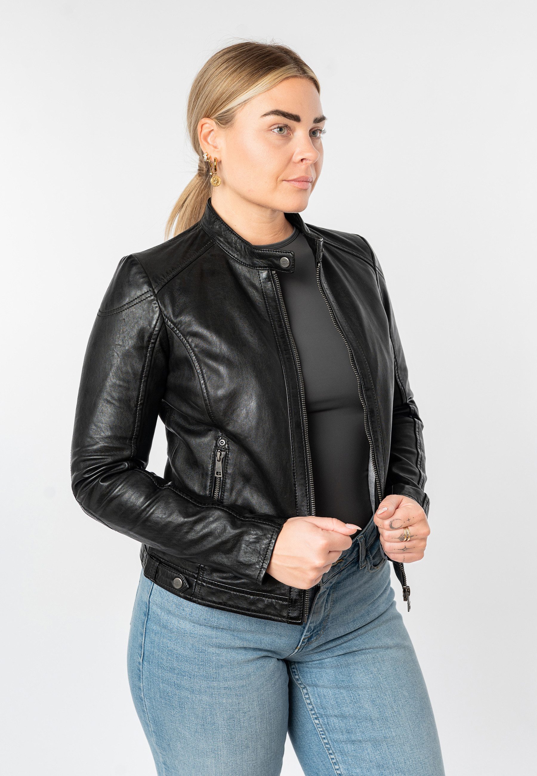 Mauritius Lederjacke MWAlani Bikerjacke mit abnehmbarer Kapuze günstig online kaufen