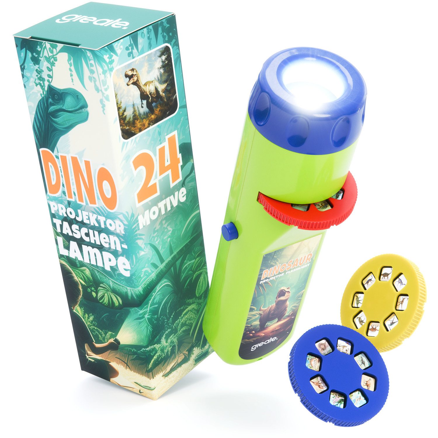 greate. Diaprojektor Taschenlampe Dinosaurier Kinder - Dino Projektor Lampe mit 24 Bildern