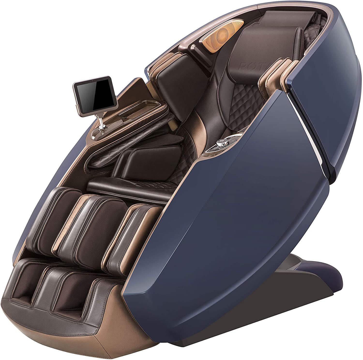 NAIPO Massagesessel, 3D High-End Massagestuhl mit Tablet, Raumkapsel-Design BLAU-BRAUN-AUFBAUSERVICE