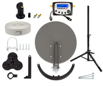 PremiumX SAT Anlage im Koffer Stativ Sat-Finder Single LNB 10m Kabel F-Stecker SAT-Antenne
