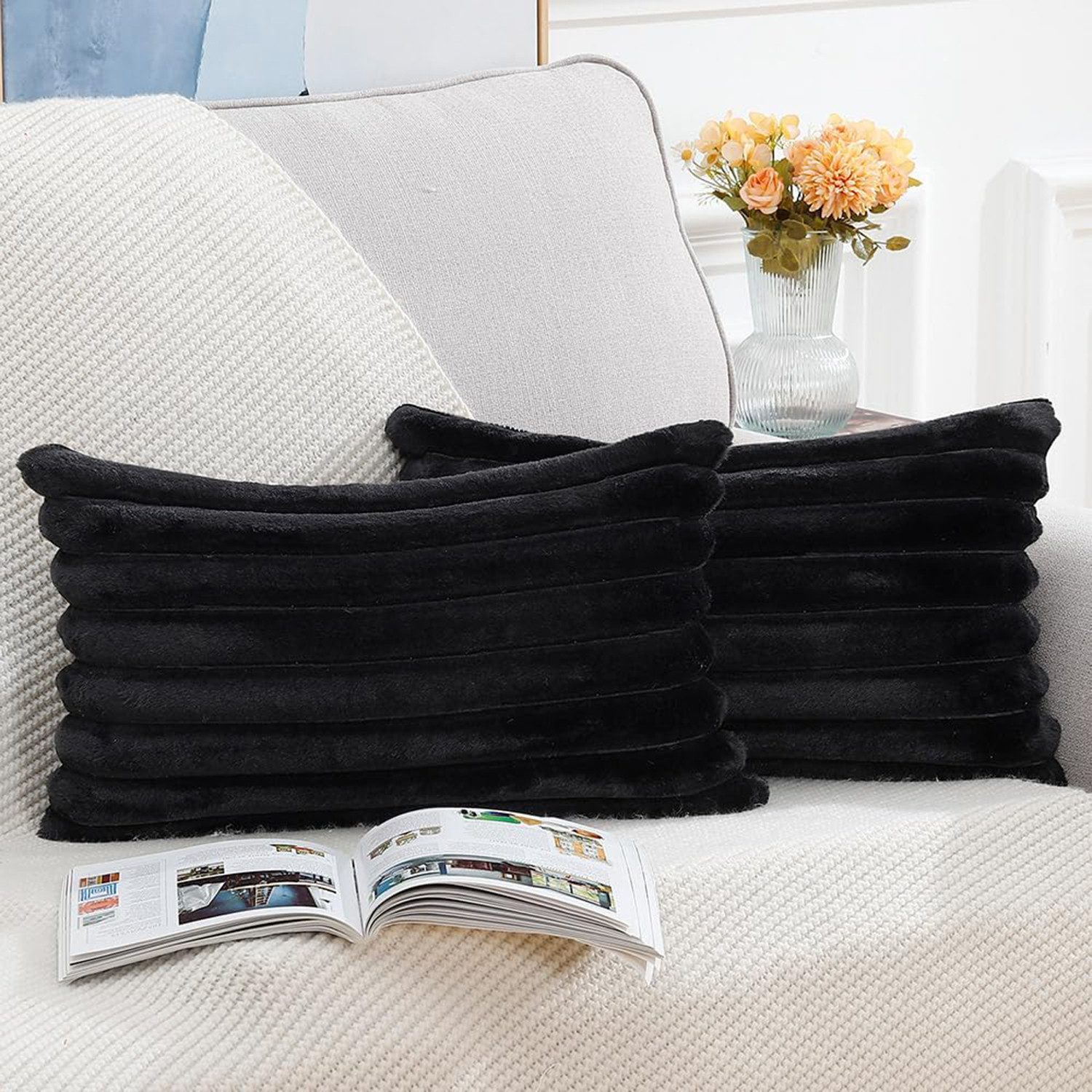 REDOM Kissenbezüge 2er Set Kissenbezug Kissenhülle Kopfkissenbezug Kissen Bezug Weich, (2 Stück), 30x50 cm Sofakissen Couchkissen Bezug Sofa Schlafzimmer Reißverschluss