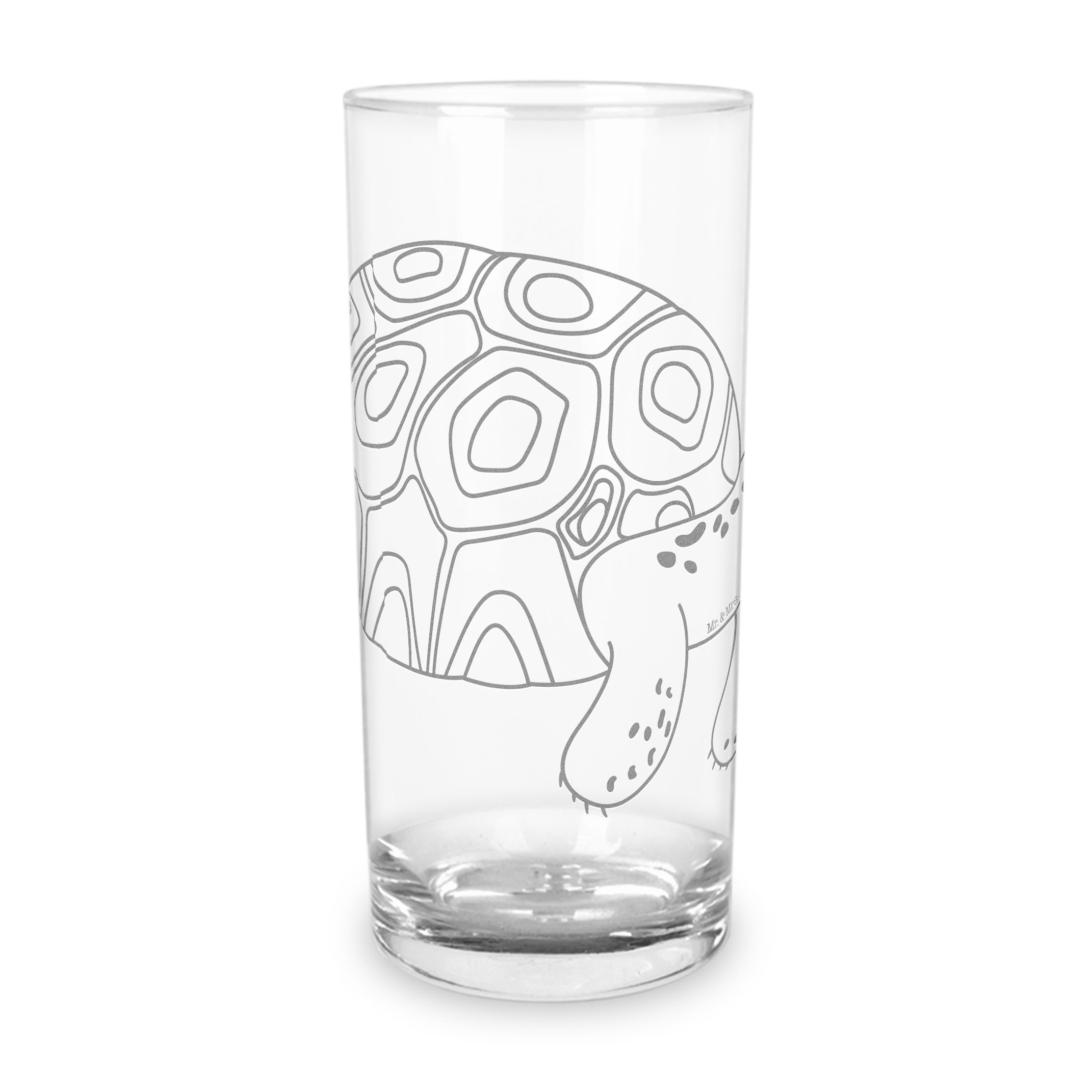Mr. & Mrs. Panda Glas 200 ml Schildkröte Marschieren - Transparent - Geschenk, Reiselust, g, Premium Glas, Stilvolle Gravur
