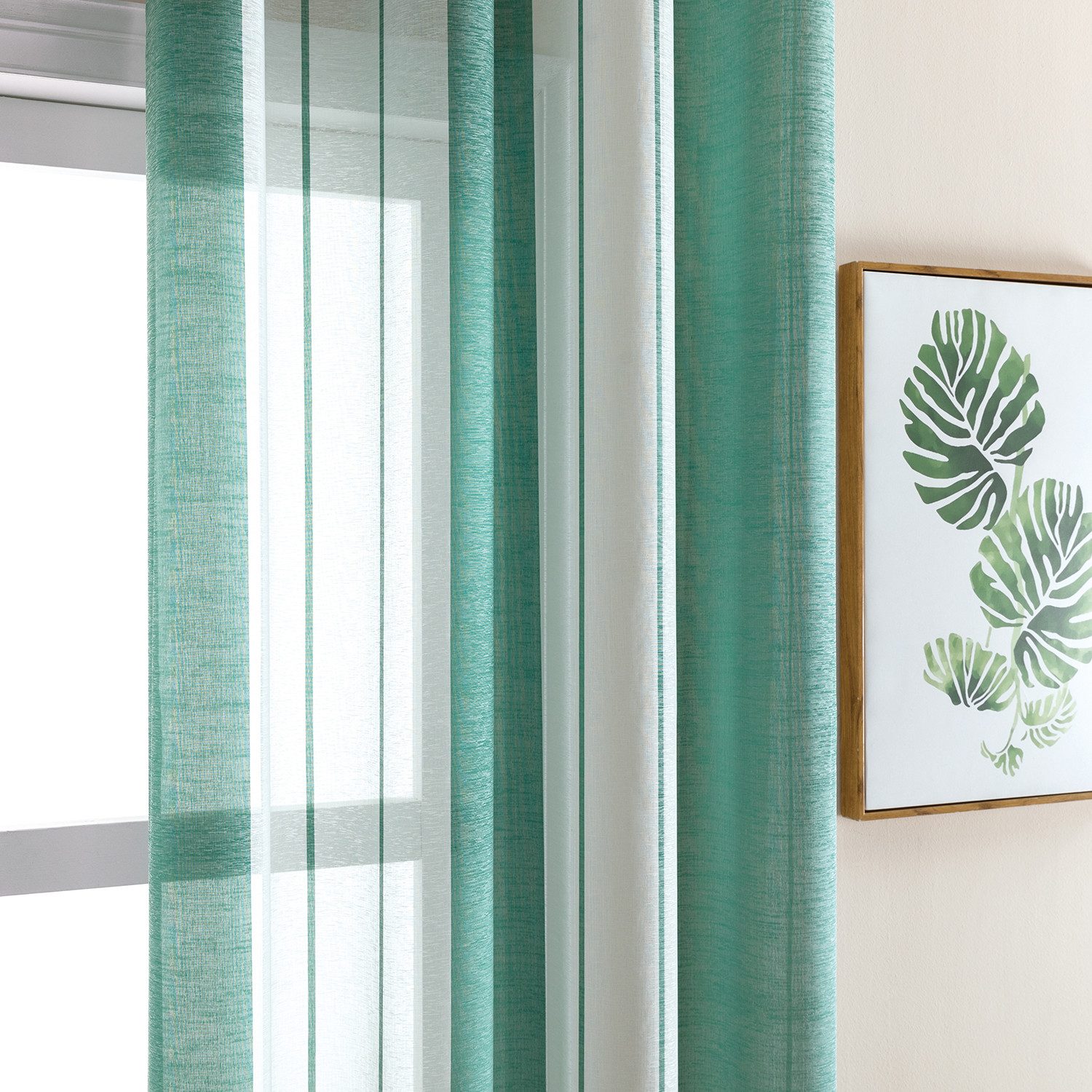 BYSURE Vorhang Gestreift Voile Vorhänge (2 St), Ösen, halbtransparent, Voil günstig online kaufen