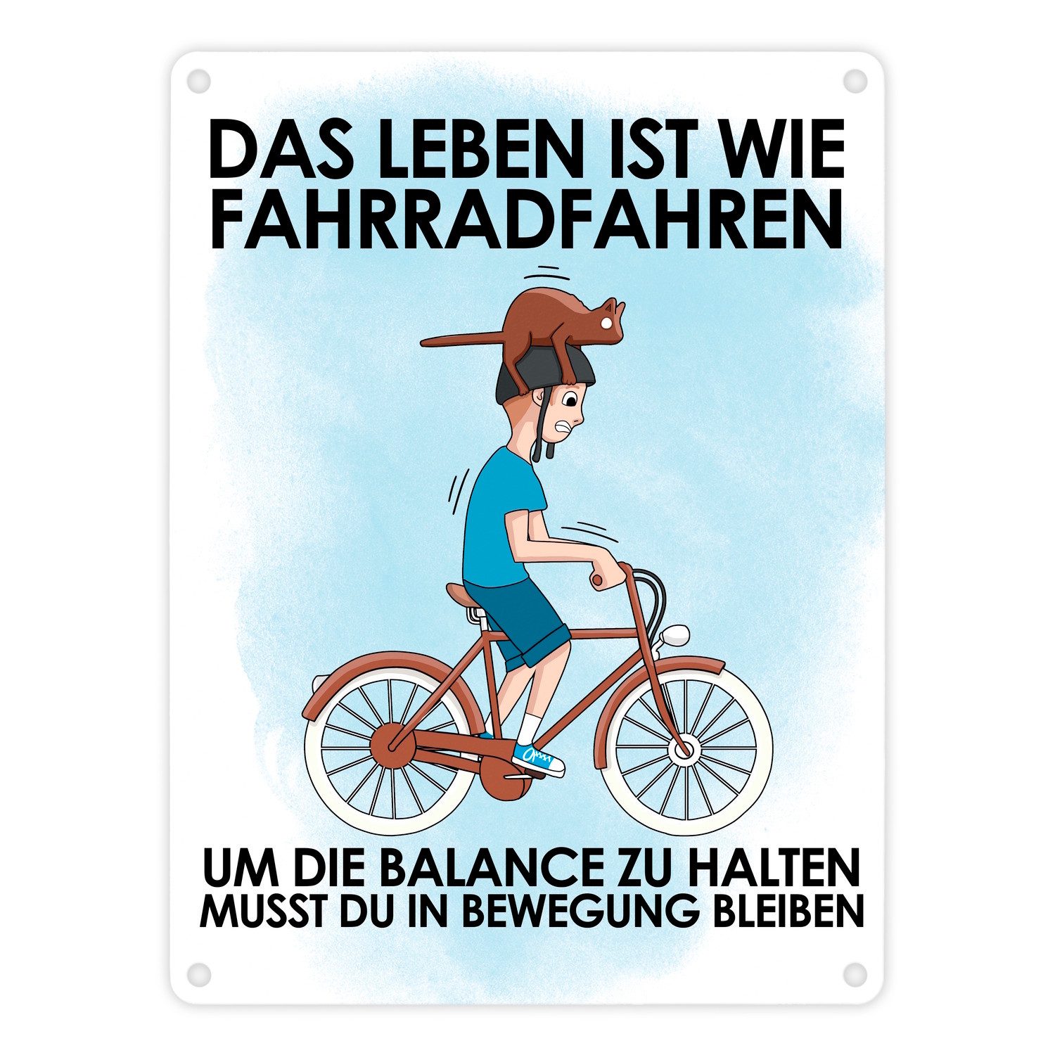 Metallschild Das Leben ist wie Fahrradfahren Metallschild in 15x20 cm
