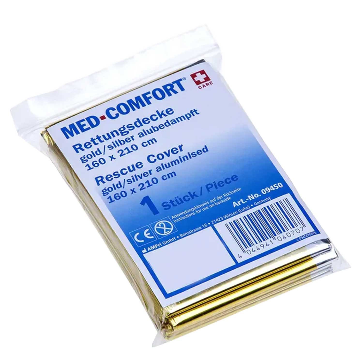 Erste-Hilfe-Set Med Comfort Rettungsdecke Gold-Silber 210 x 160 cm