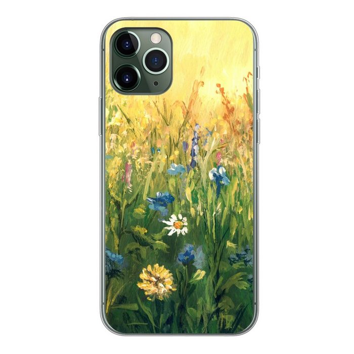 MuchoWow Handyhülle Blumen - Aquarell - Sonne Handyhülle Apple iPhone 11 Pro Smartphone-Bumper Print Handy