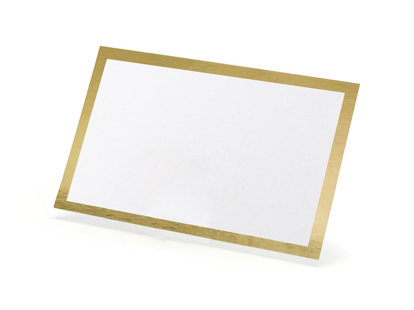 partydeco Papierdekoration, Tischkarten Goldrand 9,5x5,5cm blanko 10 Stück weiß gold