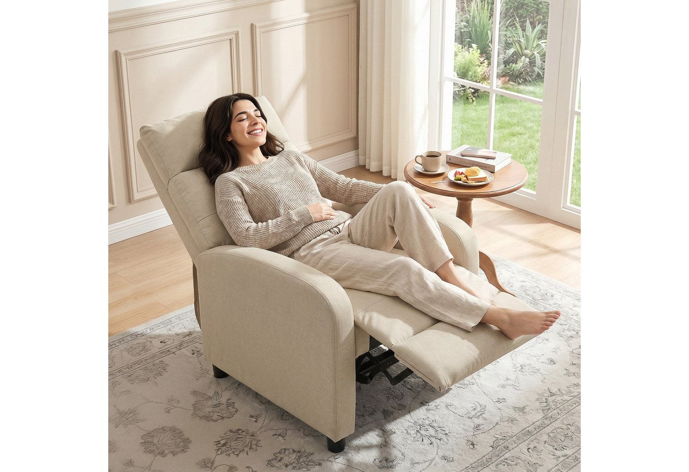HOMCOM Relaxsessel Gepolstert Liegesessel (Set, 1-St., 1), Mit 155° Liegefunktion und hochwertiger Polsterung