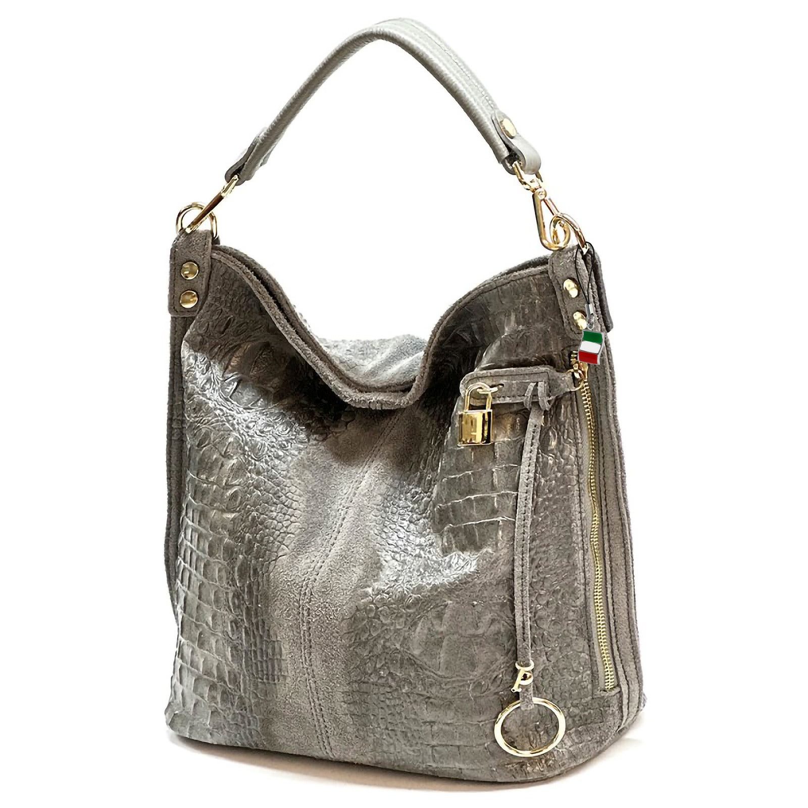 FLORENCE Beuteltasche Florence Beuteltasche Echtleder grau günstig online kaufen