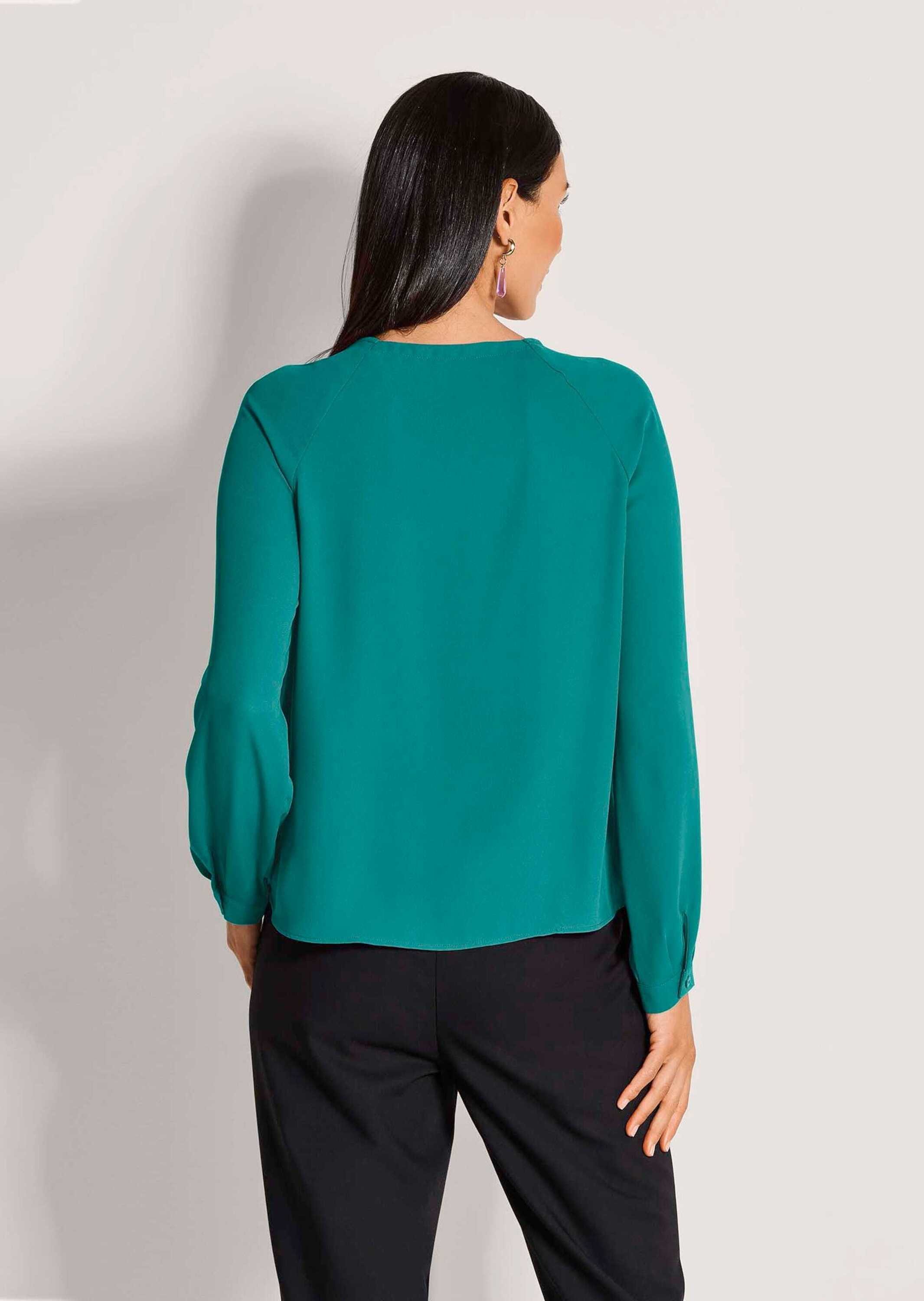 MADELEINE Langarmbluse Elegante Bluse mit V-Ausschnitt Zarte Falten mit semitransparente Eleganz und langen Ärmeln