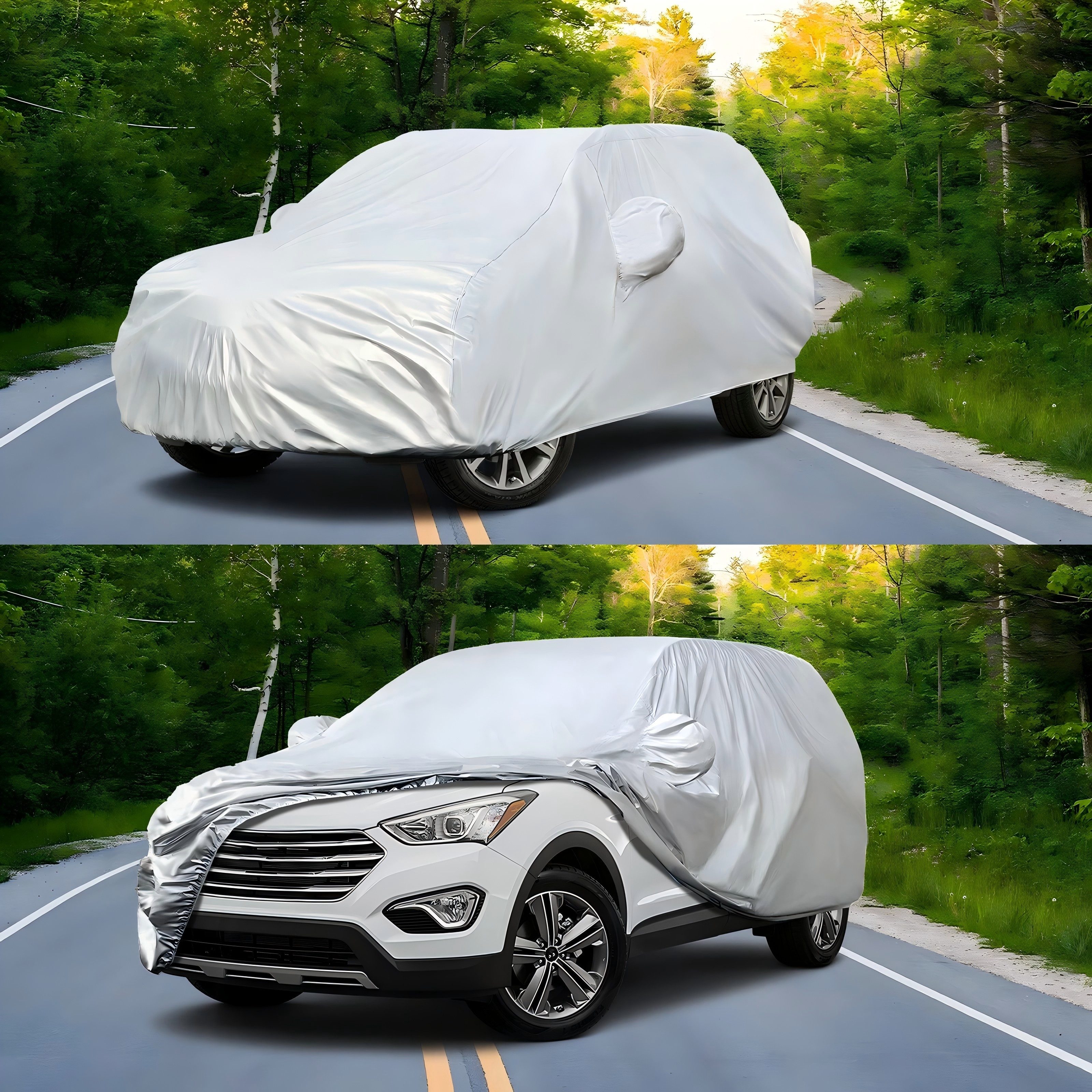 MIBODE Autoplane Autoplane Autoschutzhülle Auto Abdeckplane SUV Cover Autoplane Silber, Wasserdicht, UV-beständig, Staubdicht, Windfest, Kratzfest