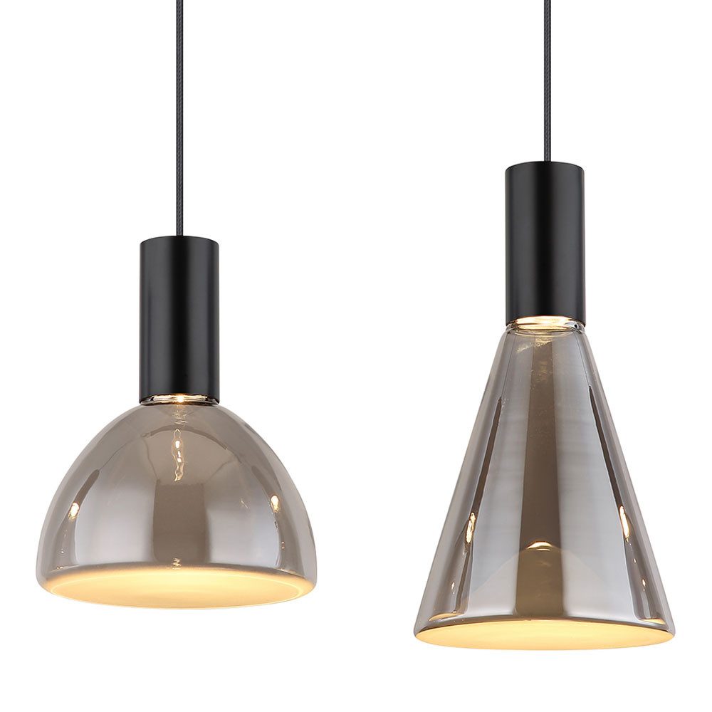 GLOBO LIGHTING Hängeleuchte, Leuchtmittel nicht inklusive, Pendelleuchte Hängelampe Deckenleuchte Esszimmerlampe Glas Rauchfarbe