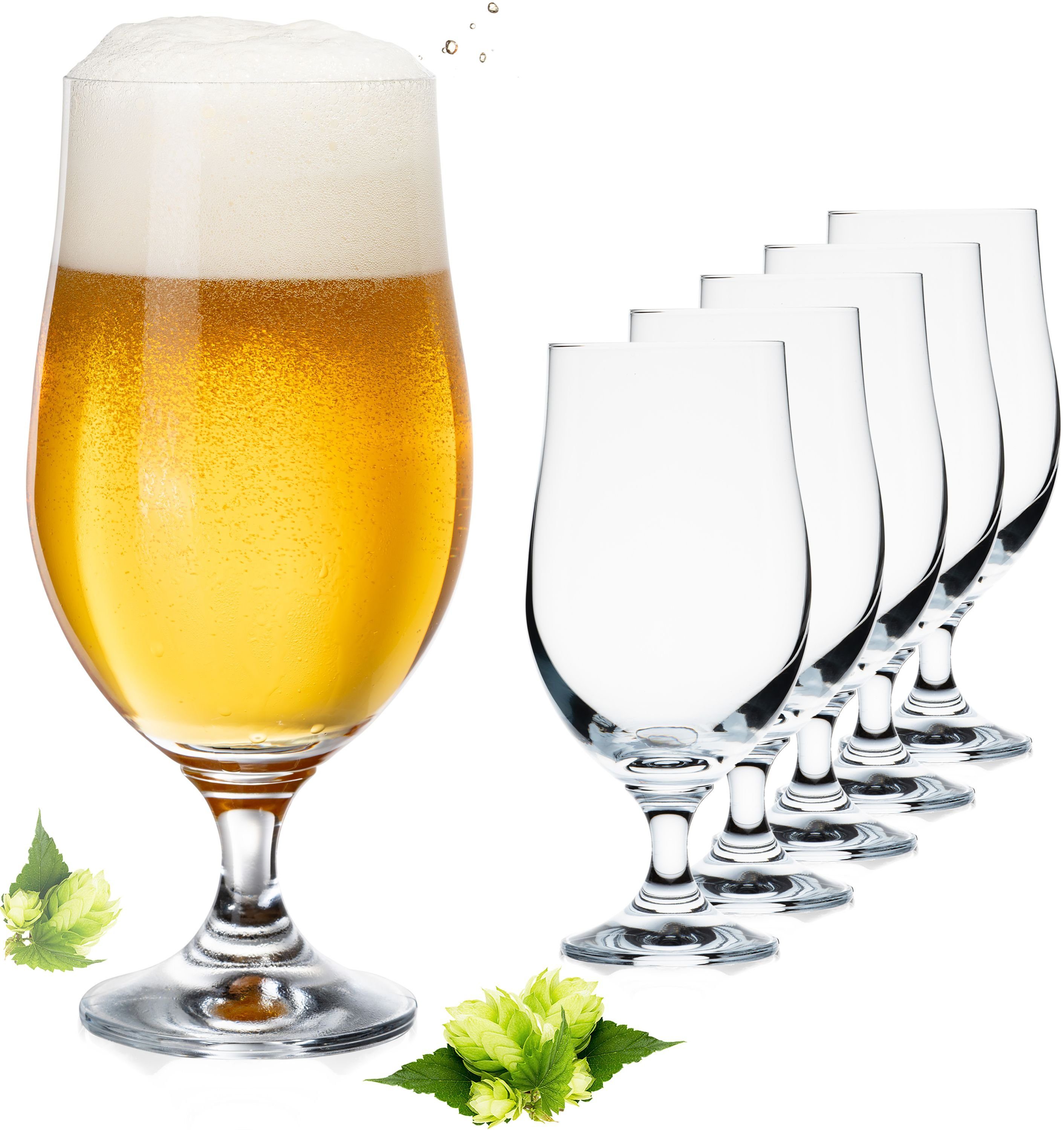 PLATINUX Bierglas Bierpokale, Crystalline Glas, 500ml (max. 630ml) Set 6-Teilig Келихи пива Bierkelche Biertulpen