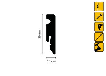 nestup Sockelleiste NU062 - Sockelleiste, MDF 15x58x2400mm, weiß foliert, L: 240 cm, H: 5.8 cm, 1 Stück