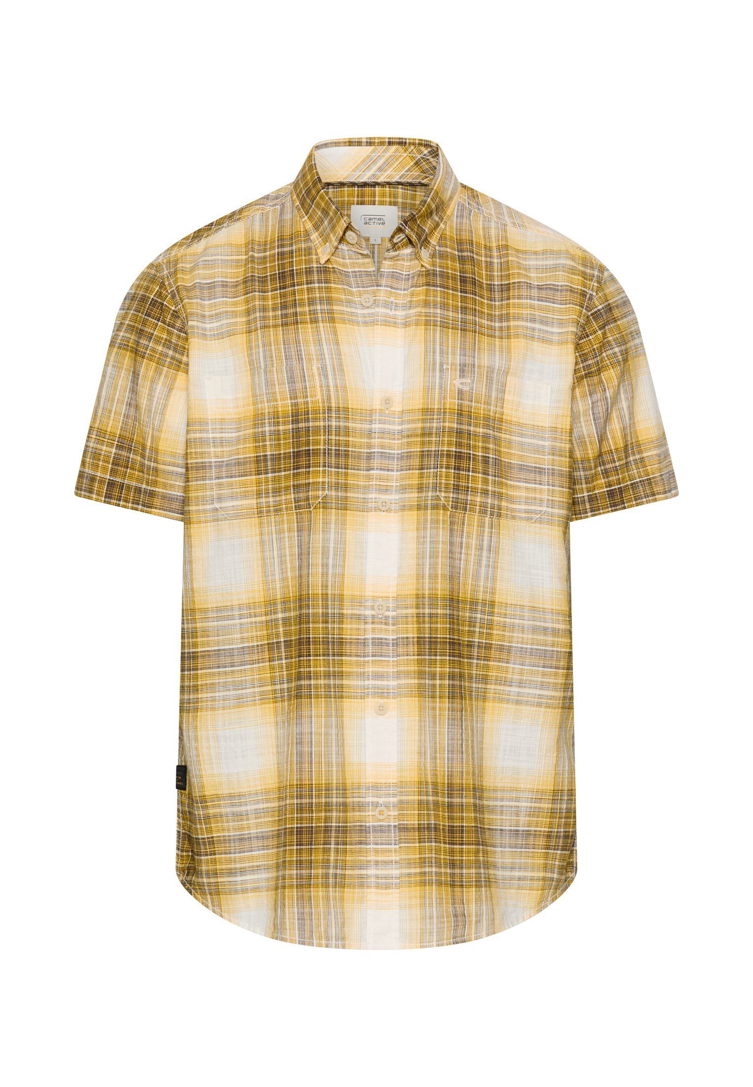 camel active Karohemd kurzarm, mit Button-Down-Kragen