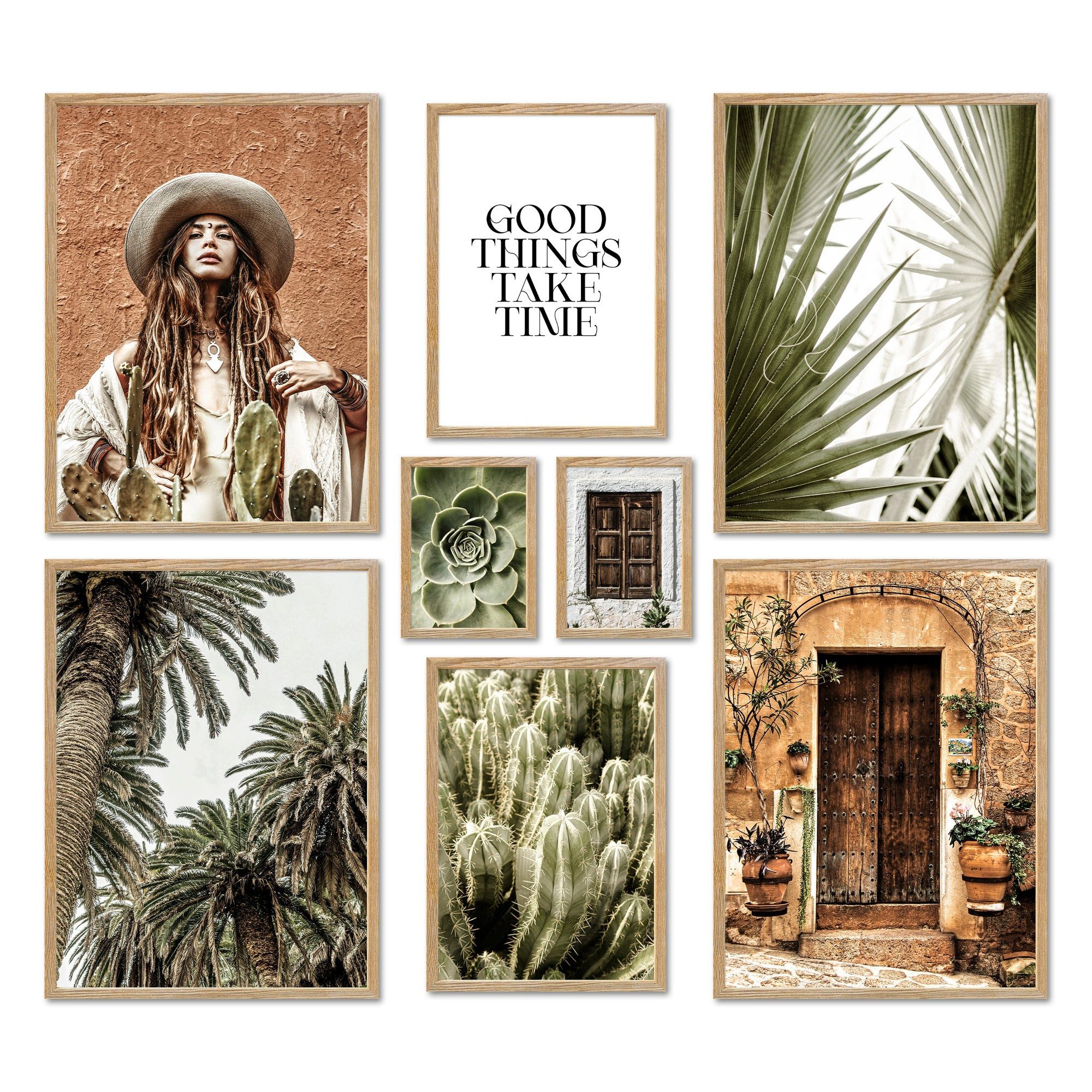 ARTFAVES Bilder-Collage Poster Set - BOTANICAL DREAMS - Deko Wandbilder botanik, grün, mediter, (Wandbilder modern, 8 St)