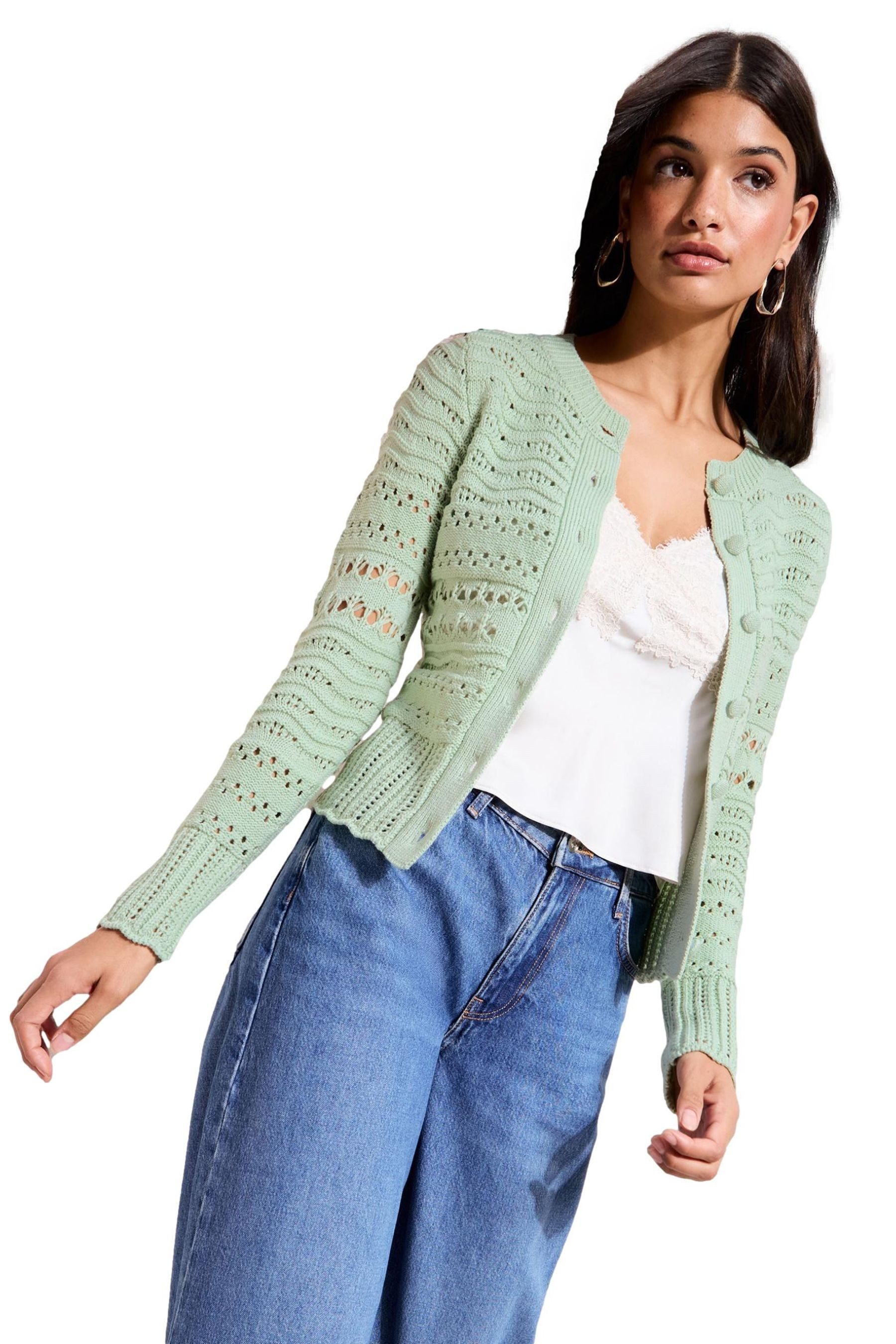Strickjacke Friends Like These Strickjacke mit Lochstickereien
