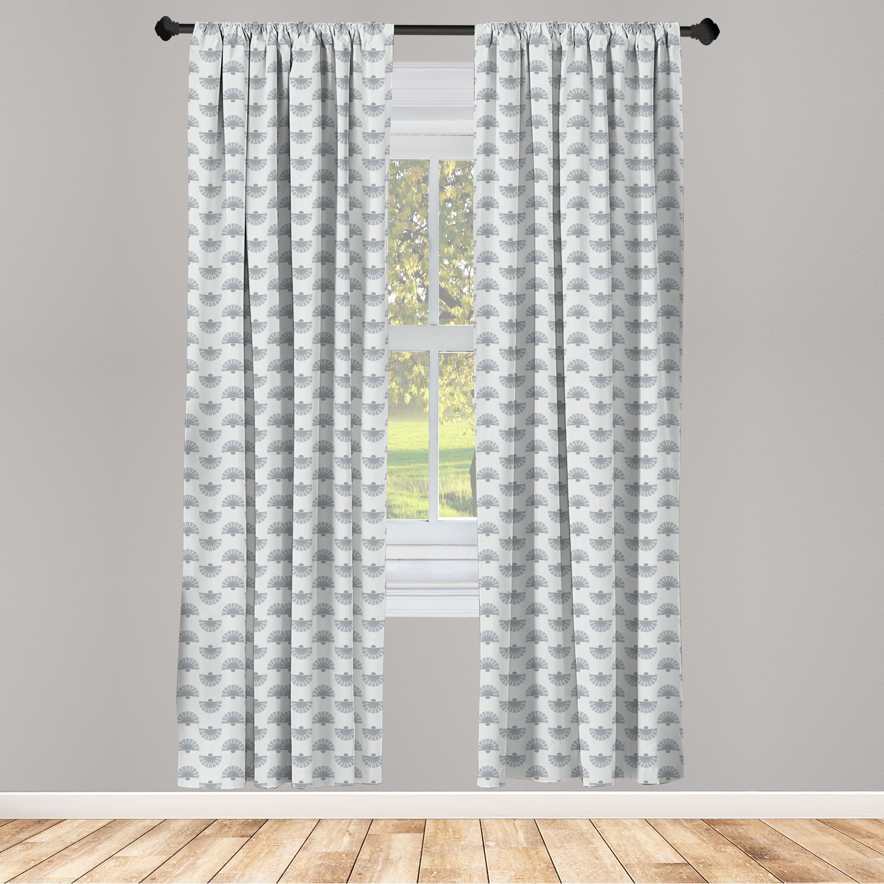 Gardine Vorhang für Wohnzimmer Schlafzimmer Dekor, Abakuhaus, Microfaser, Geometrisch Japanisches Fan-Muster