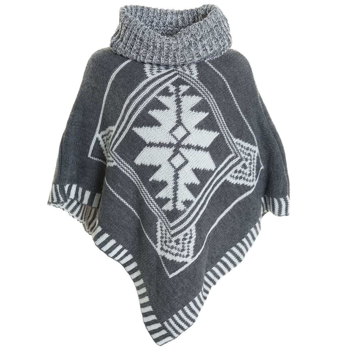 Schalkragen mit Poncho BEZLIT Mädchen (1-tlg) Casual Strickponcho Grau