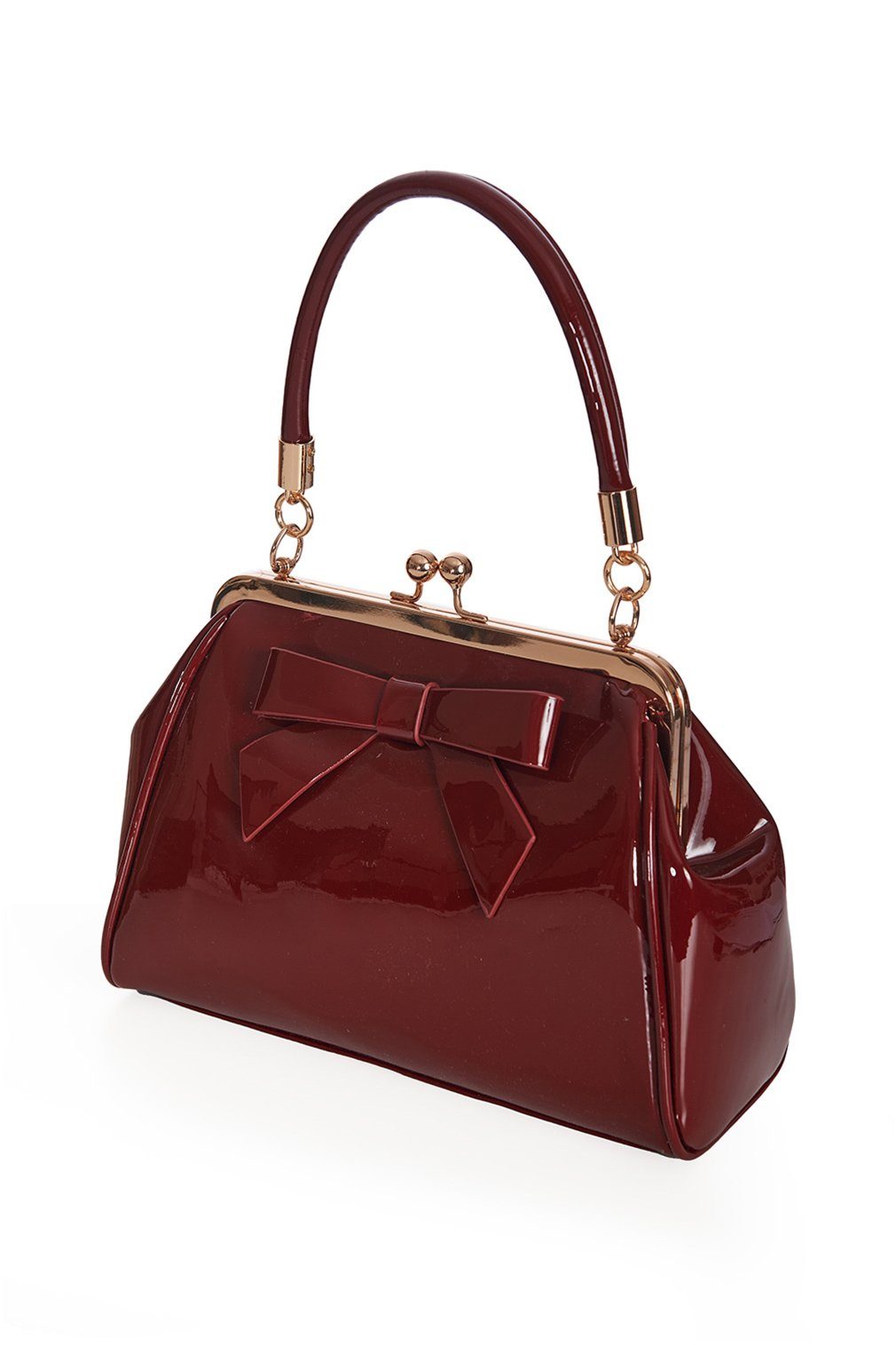 Banned Handtasche California Burgunder, Vintage Retro Lack Schleife Henkelt günstig online kaufen