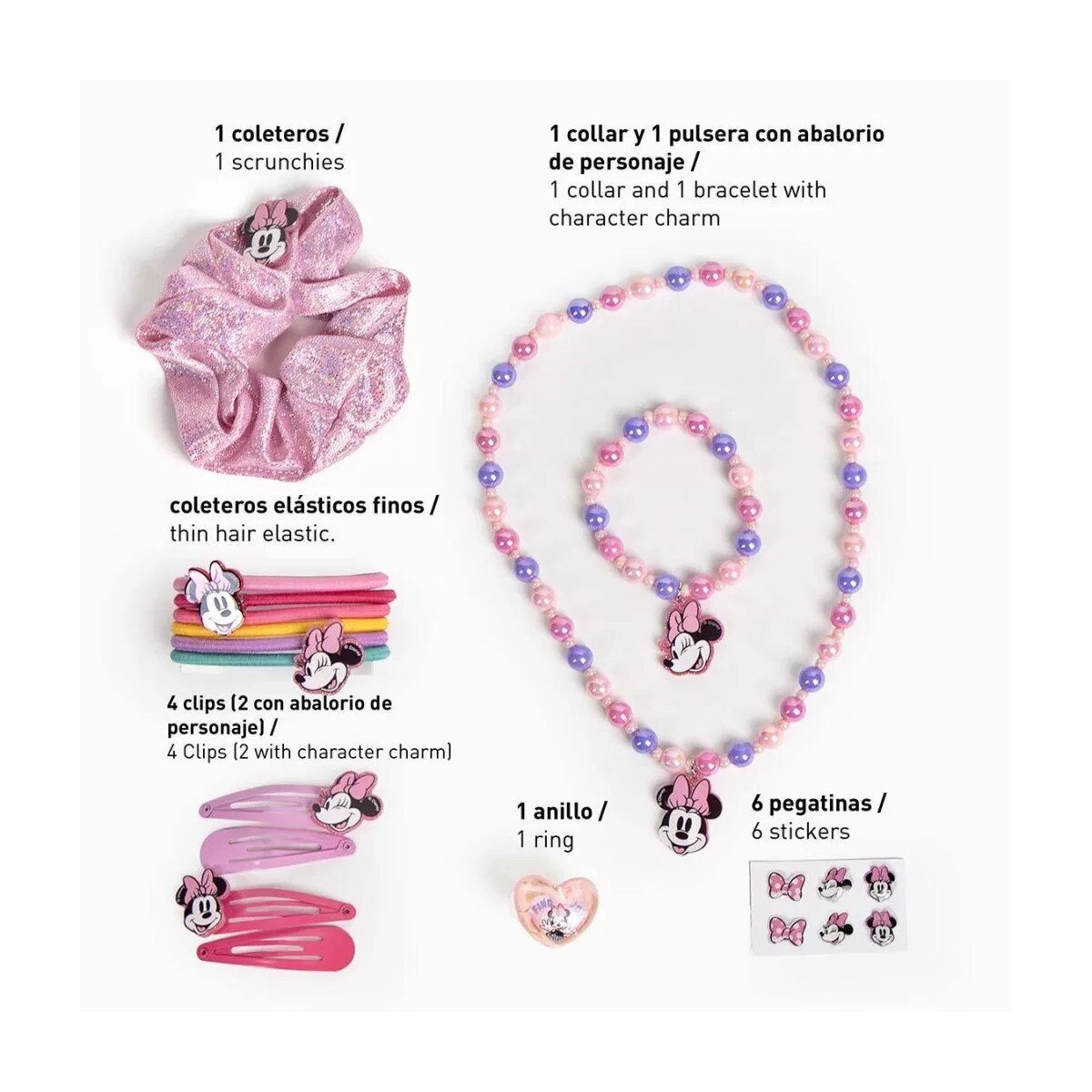 Disney Haarspange Disney Minnie Pink Haaraccessoire und Schmuckset, 15 Stück