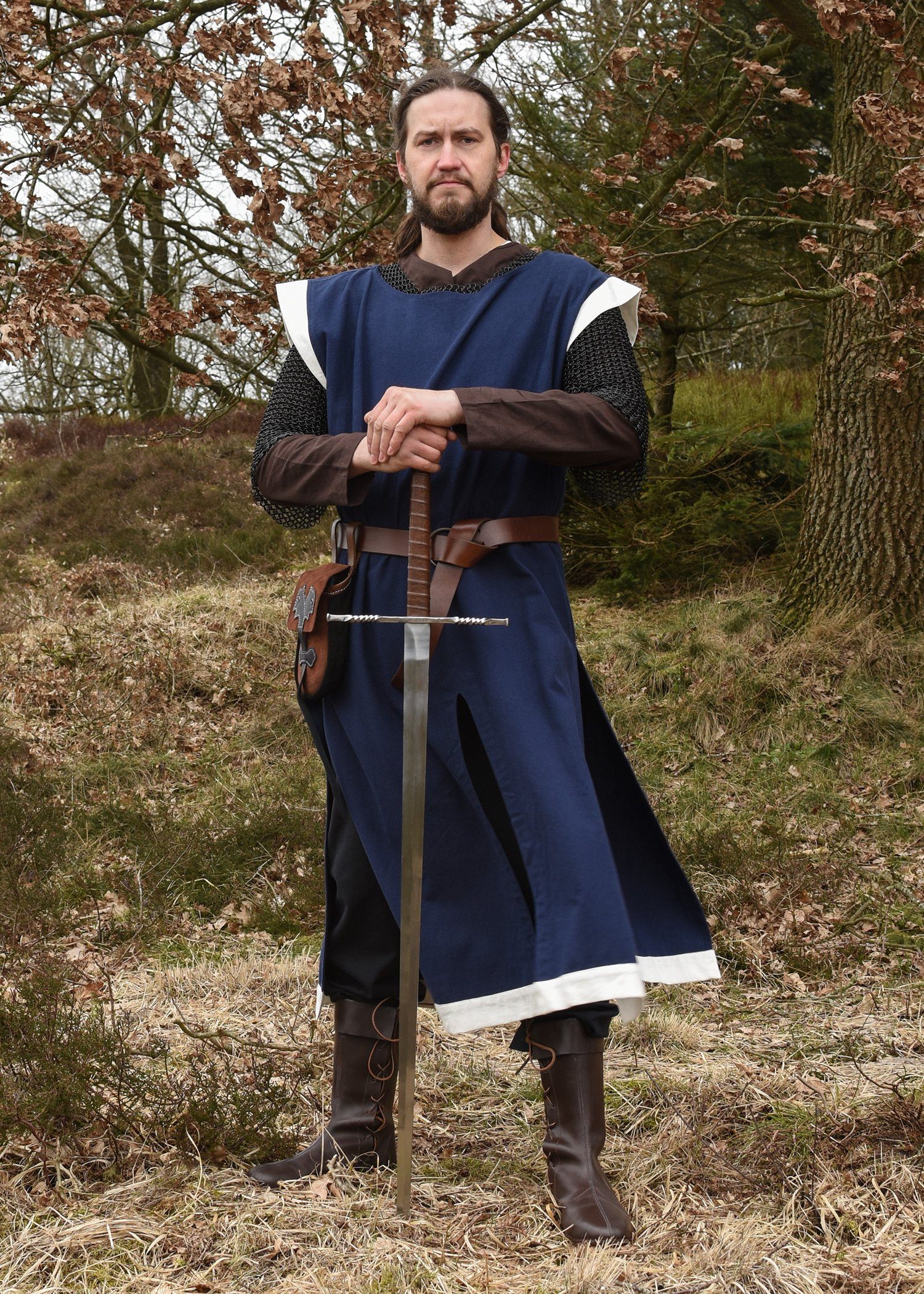 Battle Merchant Wikinger-Kostüm Mittelalter Waffenrock Eckhart, blau/natur