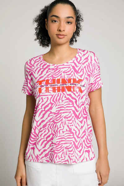 Gina Laura Rundhalsshirt T-Shirt Zebra Print Statement Rundhals Halbarm