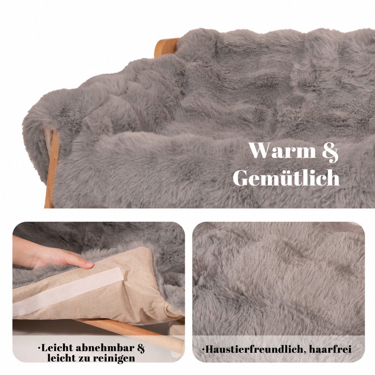 CheerPals Tierbett Erhöhtes Design aus stabilem Buchenholz für optimalen Liegekomfort, Polyesterfaser – Bild 3 von 5