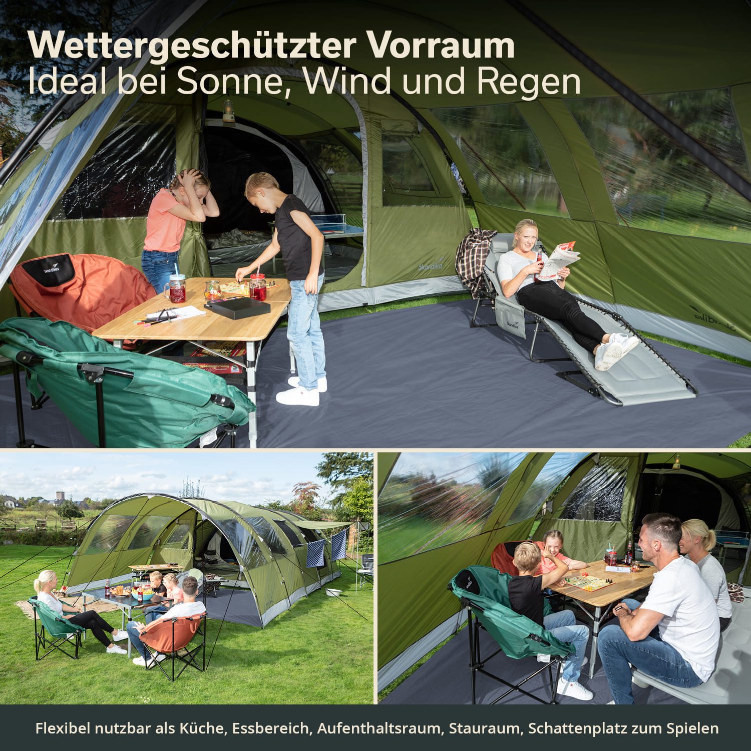 Skandika Vorzelt Canopy für Gotland 4, Personen: 5, Wetterschutz, Große Seitenfenster, 5000 mm Wassersäule, 2,1 m Stehhöhe