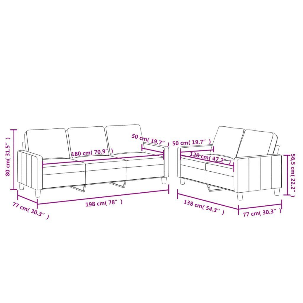 Creme vidaXL 2-tlg. Sofa Sofagarnitur Kunstleder Kissen mit