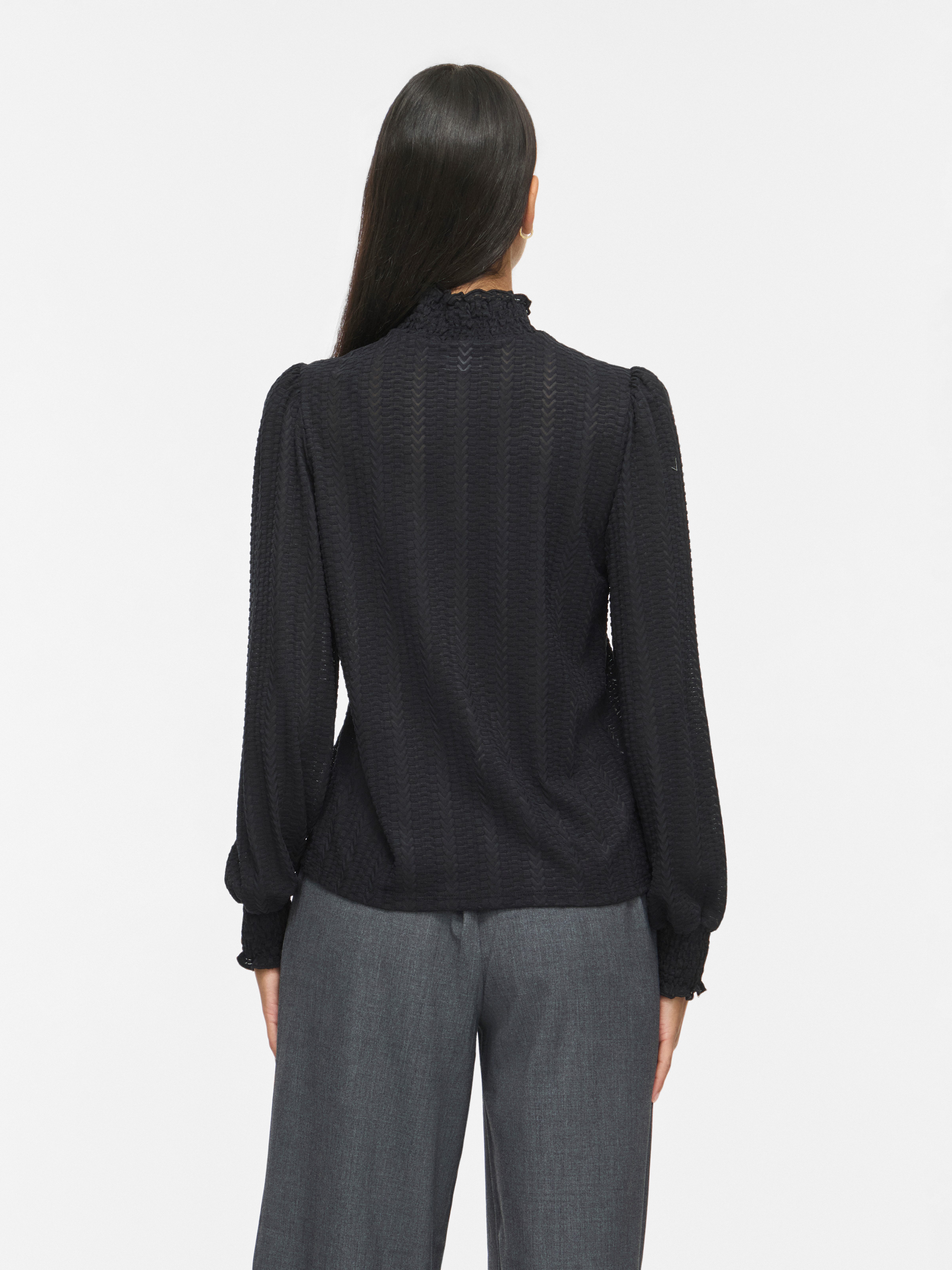 Vila Stehkragenshirt VILYRI L/S SMOCK TOP - NOOS Materialmix