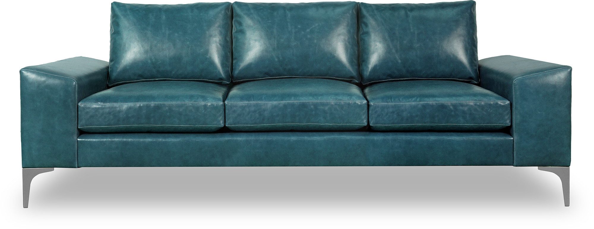 JVmoebel 3-Sitzer Türkise Leder Couchgarnitur mit XXL Sitzpolstern und Holzdetails, Made in Europa