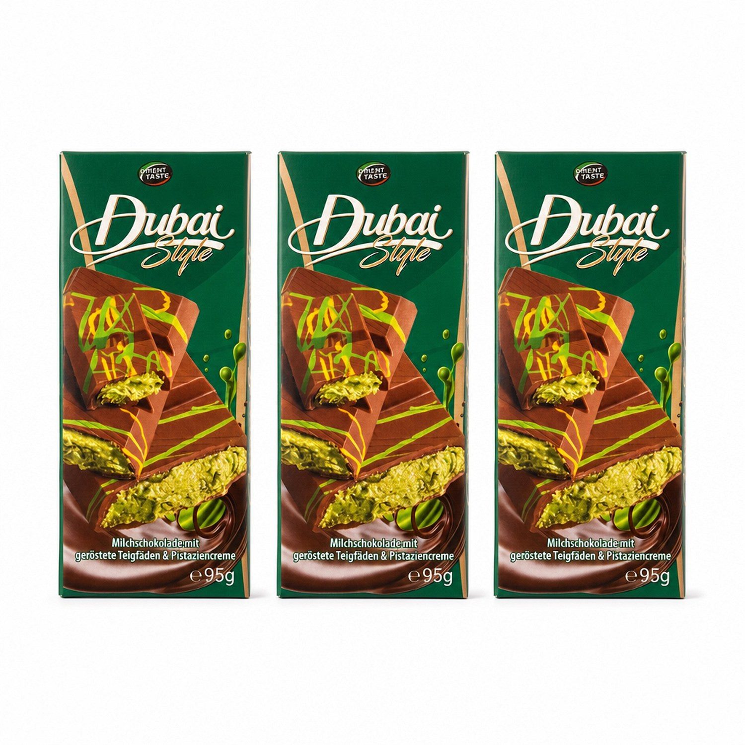 Orient Schokolade, 3 x 95 g, Dubai Style Pistazien-Schokolade