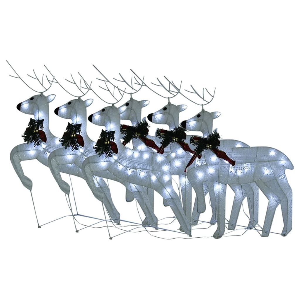 vidaXL Weihnachtsfigur LED-Rentiere 6 Stk. Weiß 120 LEDs (6 St)