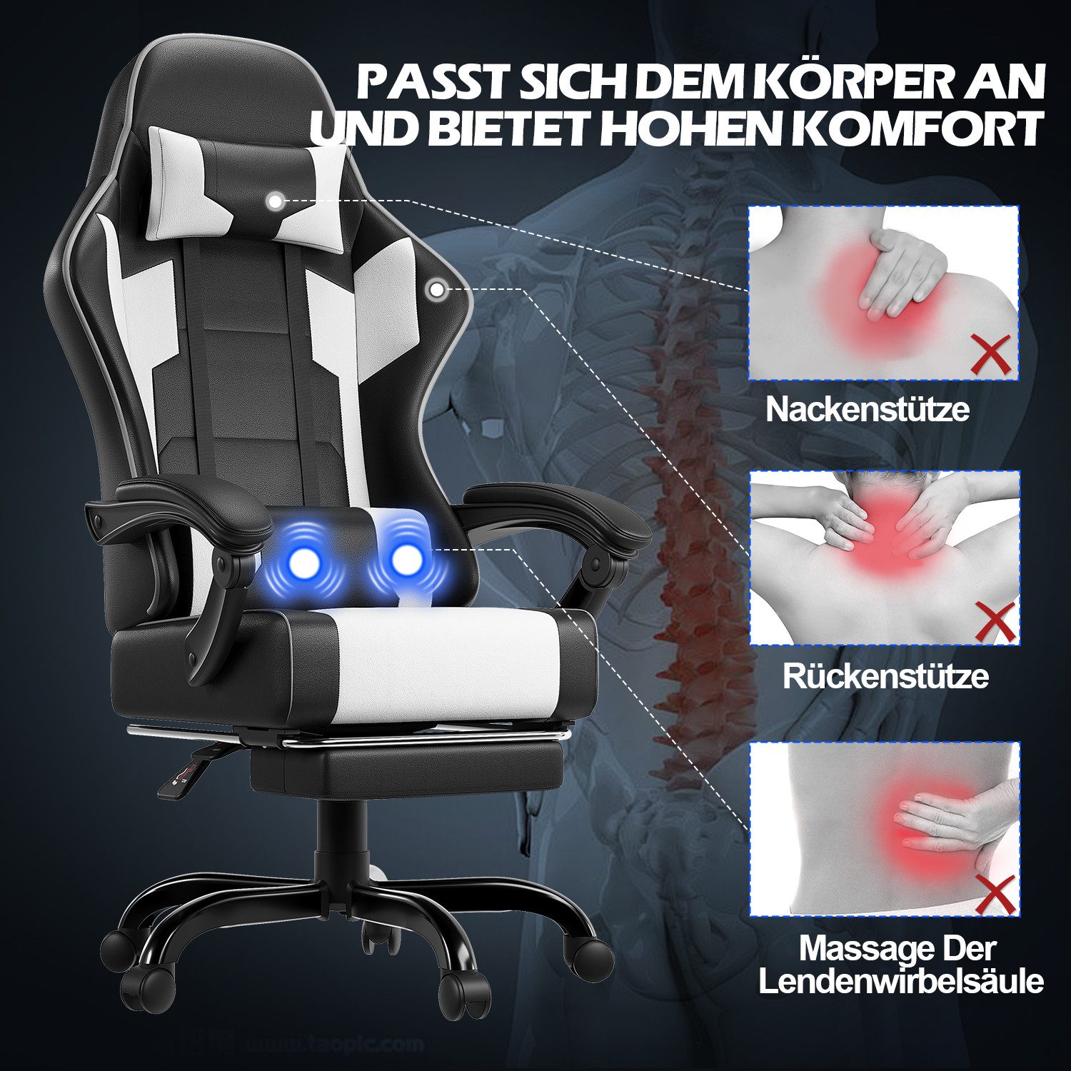 HOMALL Gaming-Stuhl Bürostuhl mit Massagefunktion 150kg,Ergonomischer günstig online kaufen