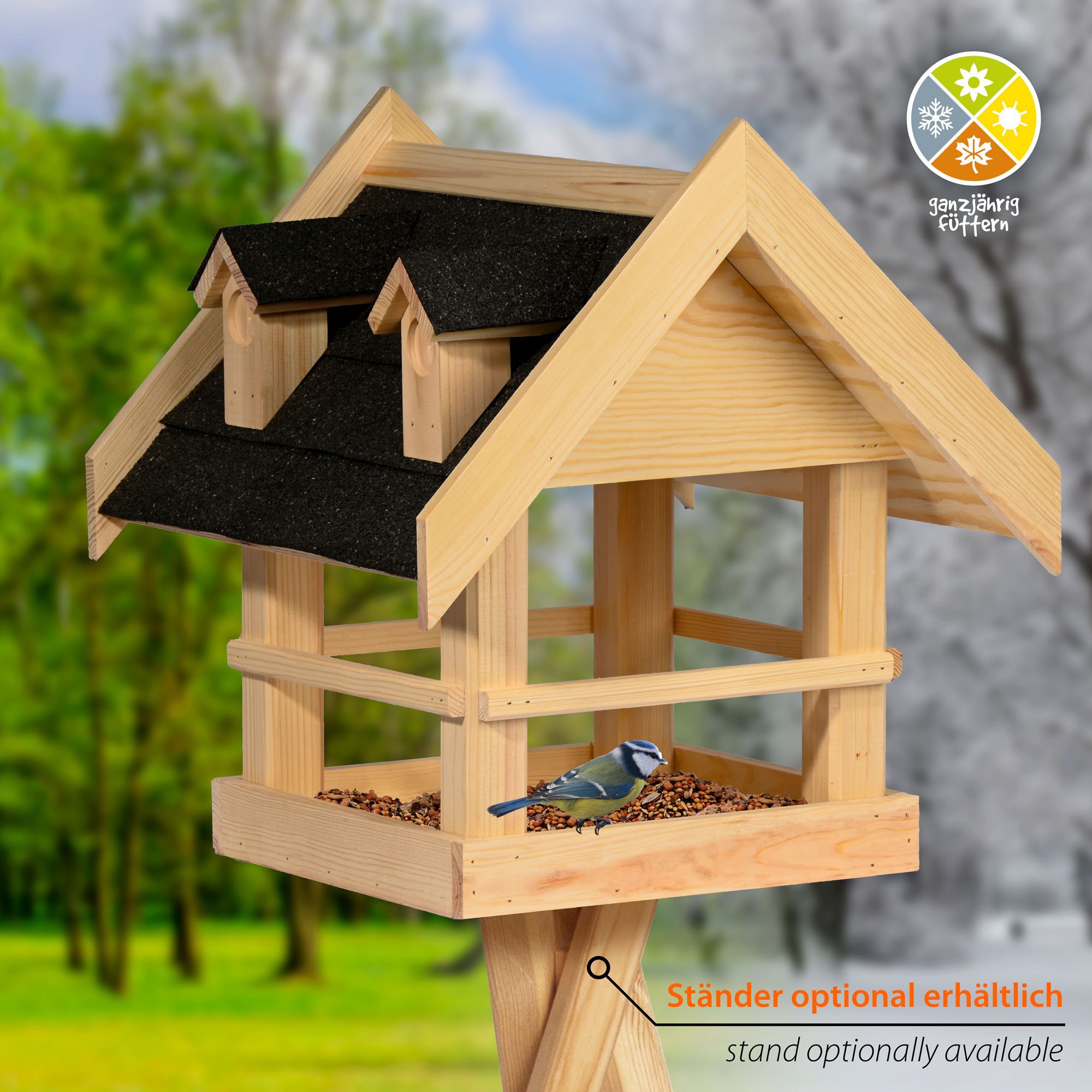 dobar Vogelhaus dobar Vogelhaus "Zwart" aus Massivholz, ca.: 40x34,5x23,5 cm