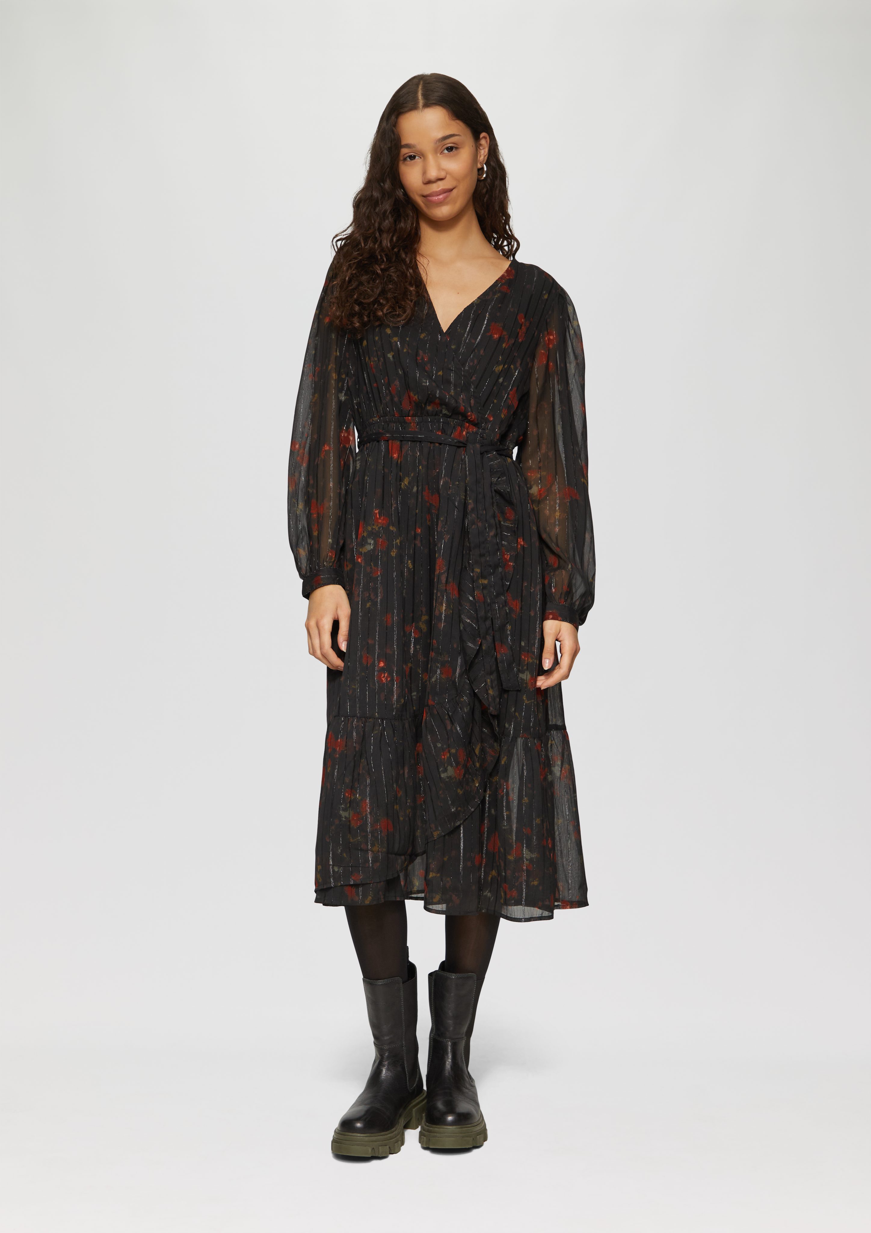 Minikleid Chiffon-Kleid in Wickel-Optik mit Elastikbund