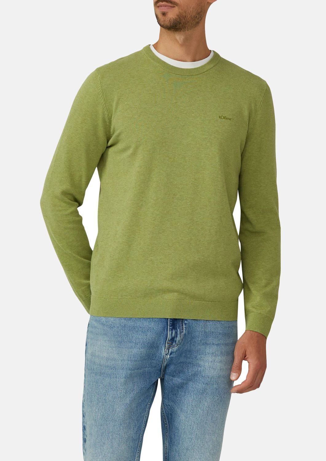s.Oliver Rundhalspullover Basic (1-tlg) Feinstrick-Komfort mit Logo-Detail günstig online kaufen